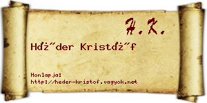 Héder Kristóf névjegykártya